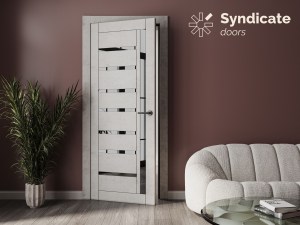 Двери Syndicat Doors PVC 101 Белая структура сатиновое стекло в интерьере
