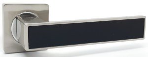 Ручка дверная KEDR R08-810 SN CP BLACK (сатин/хром/чёрная вставка)