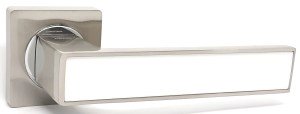 Ручка дверная KEDR R08-810 SN CP WHITE (сатин/хром/белая вставка)