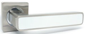 Ручка дверная KEDR R08-820 SN CP WHITE (сатин/хром/белая вставка)