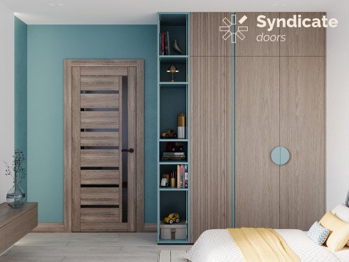 Двері Syndicat Doors PVC 101 Сандал чорне скло в ітерері