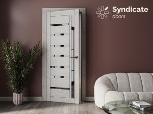 Двери Syndicat Doors PVC 101 Белая структура сатиновое стекло в интерьере