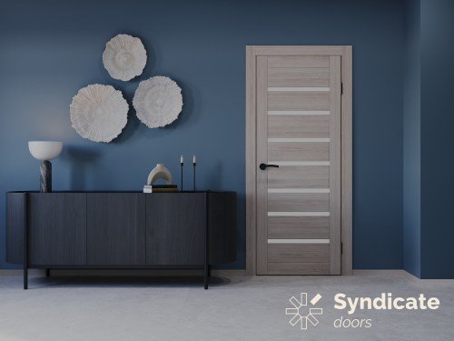 Двери Syndicat Doors PVC 102 Белая структура сатиновое стекло