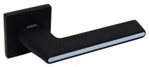 Ручка дверная KEDR R21-190 MBP/WH (чёрный матовый/белая вставка)